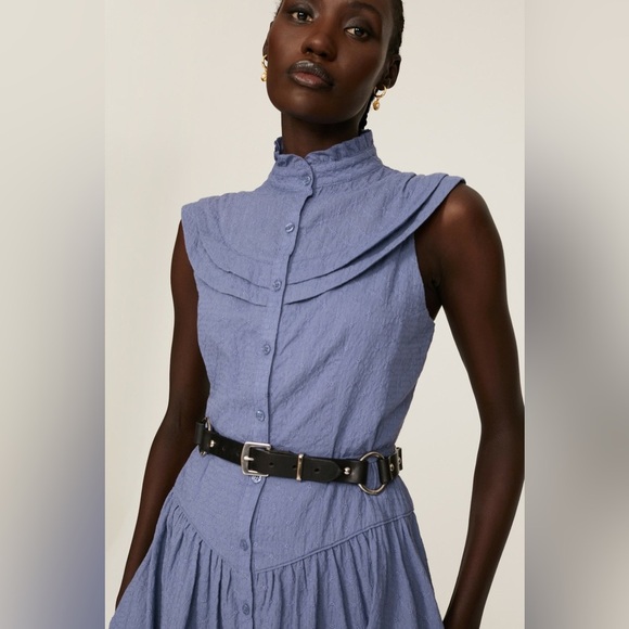 RTR PAMELA LOVE Blue Eyelet Midi Dress L - Picture 4 of 13